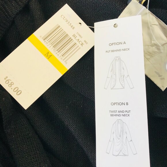 Cupio Women's Black Drape Cardigan Sweater Versatile Two-Way Styling Size Medium - Picture 10 of 11